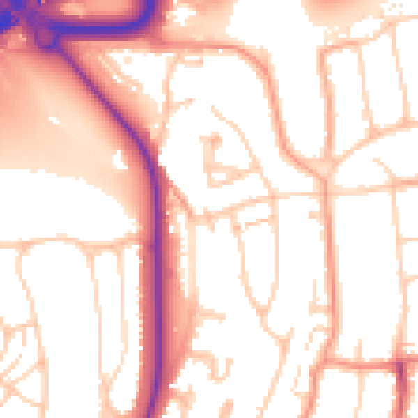 Daytime road noise heatmap for BN1 8QN