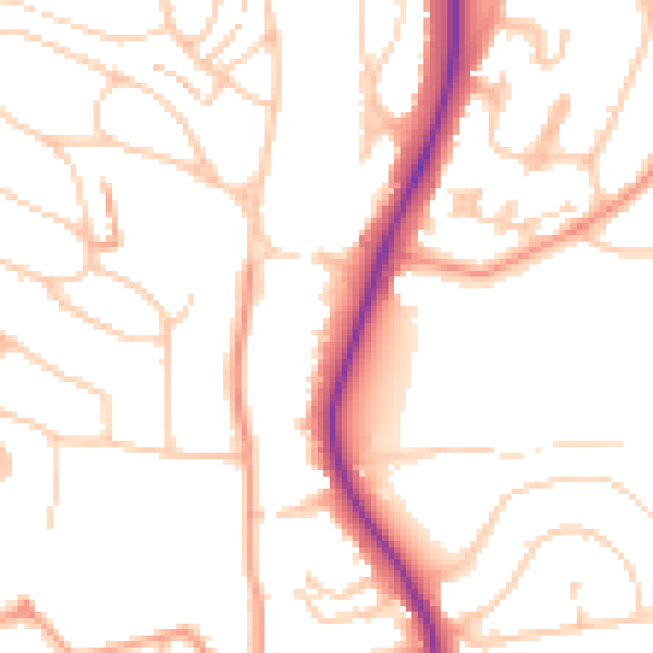 Daytime road noise heatmap for BN1 8QQ