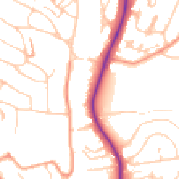 Daytime road noise heatmap for BN1 8QU