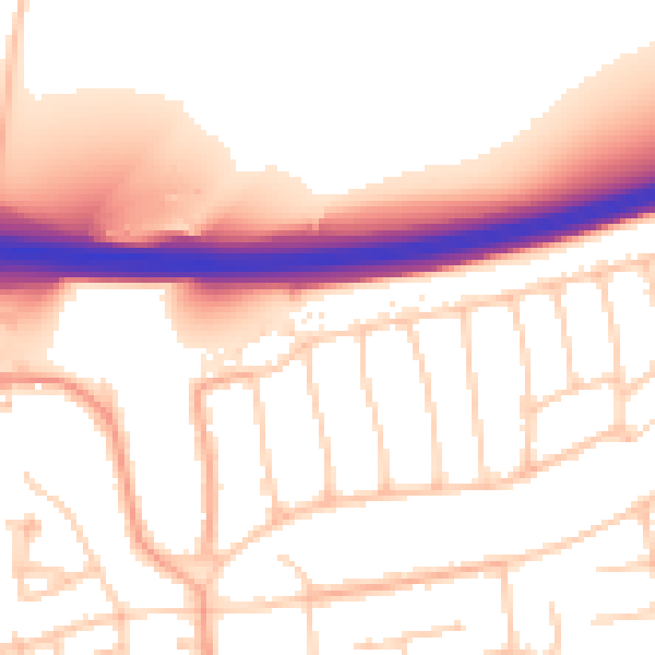 Daytime road noise heatmap for BN1 8RL