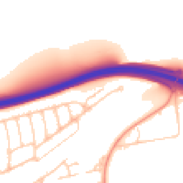 Daytime road noise heatmap for BN1 8SF