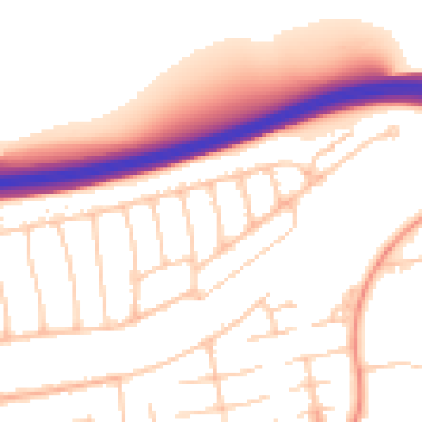Daytime road noise heatmap for BN1 8SJ