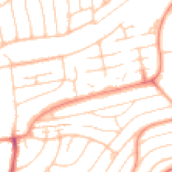 Daytime road noise heatmap for BN1 8TP
