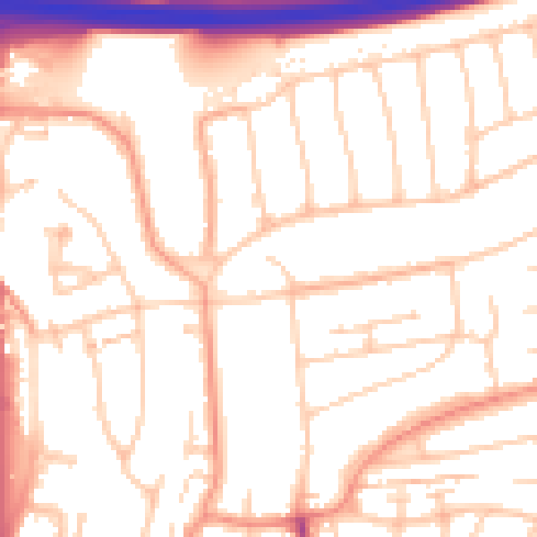 Daytime road noise heatmap for BN1 8TS