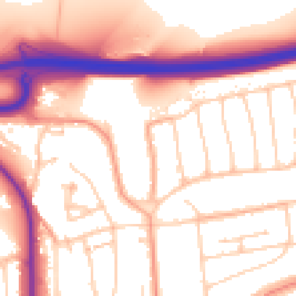 Daytime road noise heatmap for BN1 8UE
