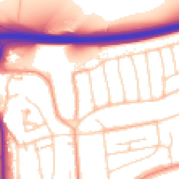 Daytime road noise heatmap for BN1 8UG