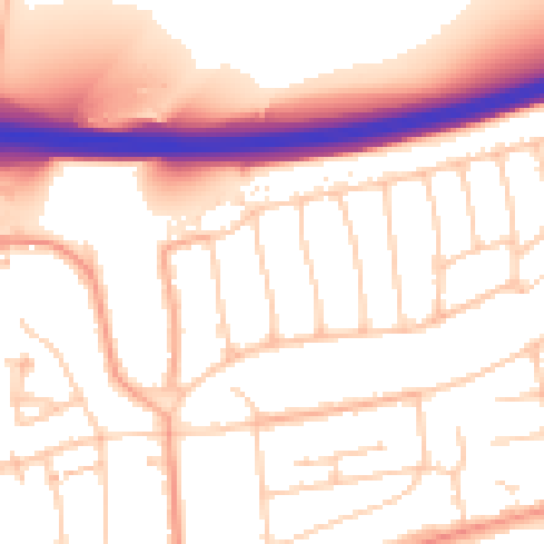 Daytime road noise heatmap for BN1 8UJ