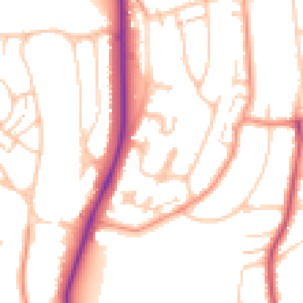Daytime road noise heatmap for BN1 8WD