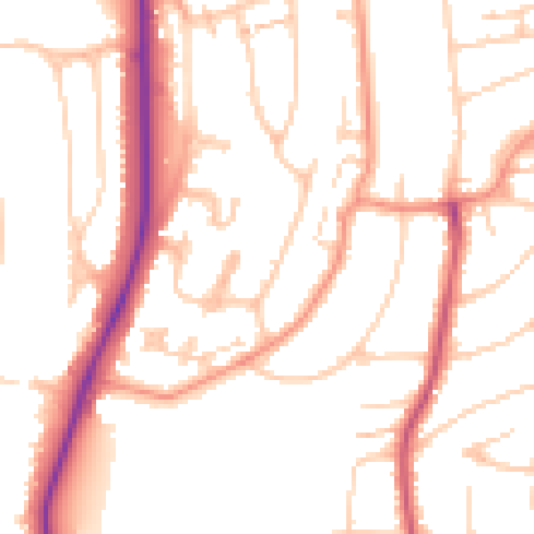 Daytime road noise heatmap for BN1 8WF