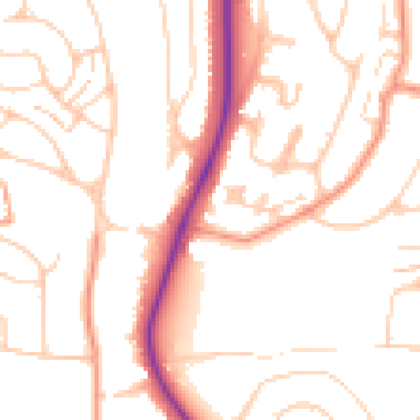 Daytime road noise heatmap for BN1 8WU