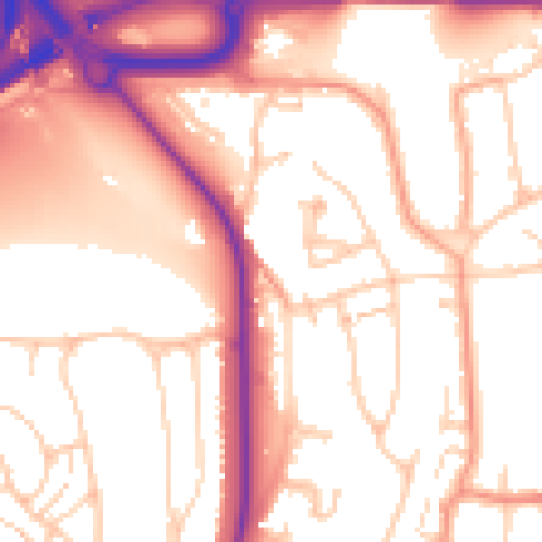 Daytime road noise heatmap for BN1 8YA
