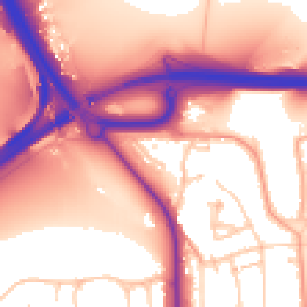 Daytime road noise heatmap for BN1 8YG