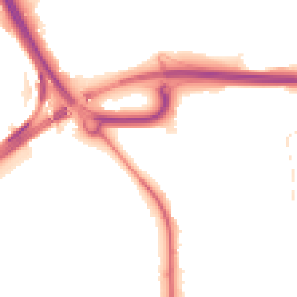 Night-time road noise heatmap for BN1 8YG