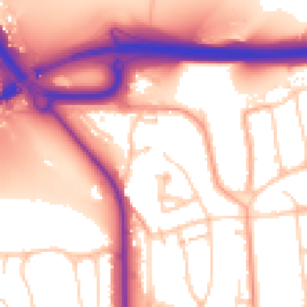 Daytime road noise heatmap for BN1 8YT