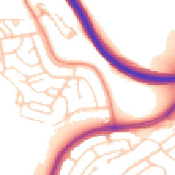 Daytime road noise heatmap for BN1 9AE