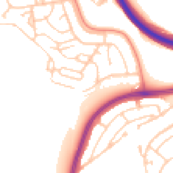 Daytime road noise heatmap for BN1 9AJ