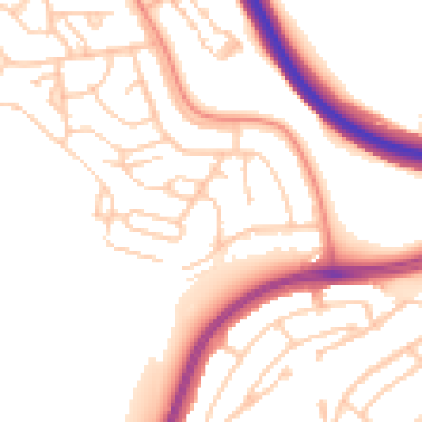 Daytime road noise heatmap for BN1 9AL