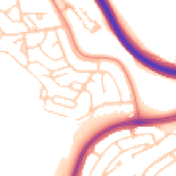 Daytime road noise heatmap for BN1 9AN