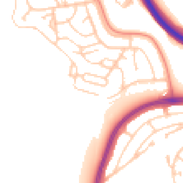 Daytime road noise heatmap for BN1 9AR