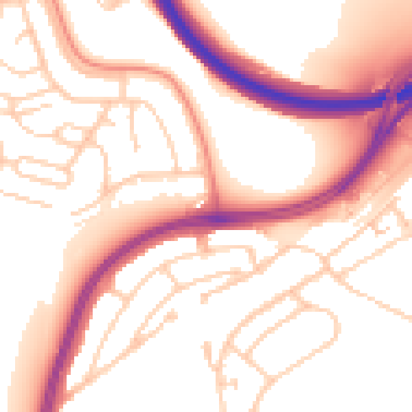 Daytime road noise heatmap for BN1 9GB