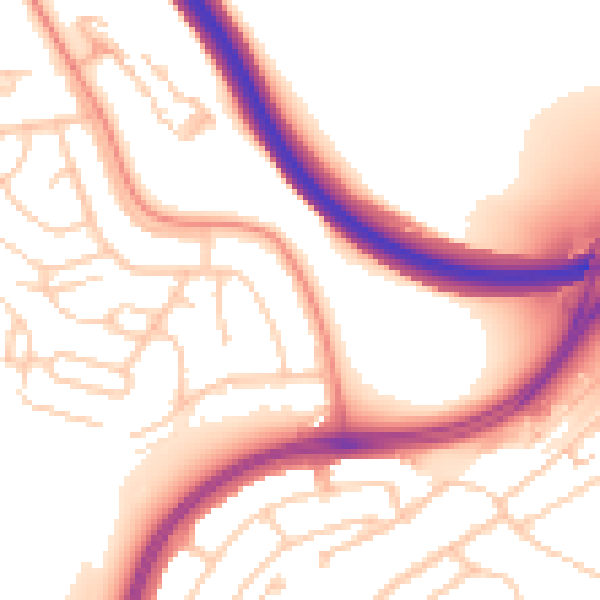 Daytime road noise heatmap for BN1 9GD
