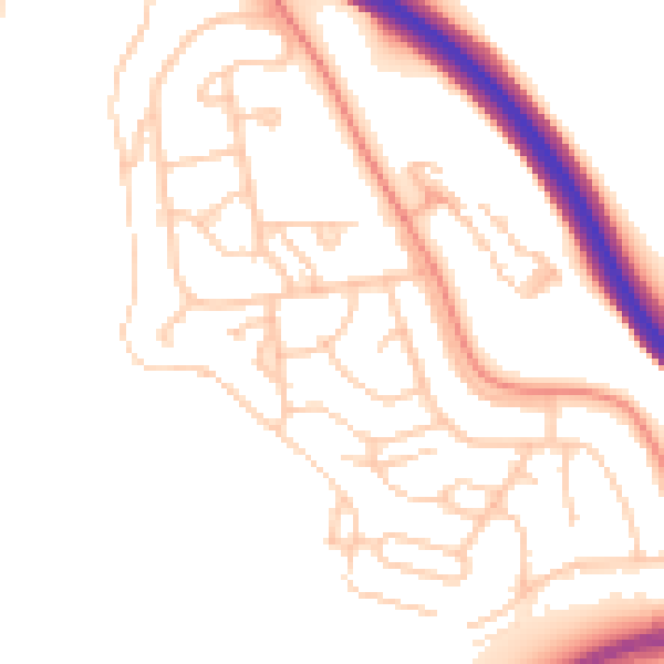 Daytime road noise heatmap for BN1 9GL