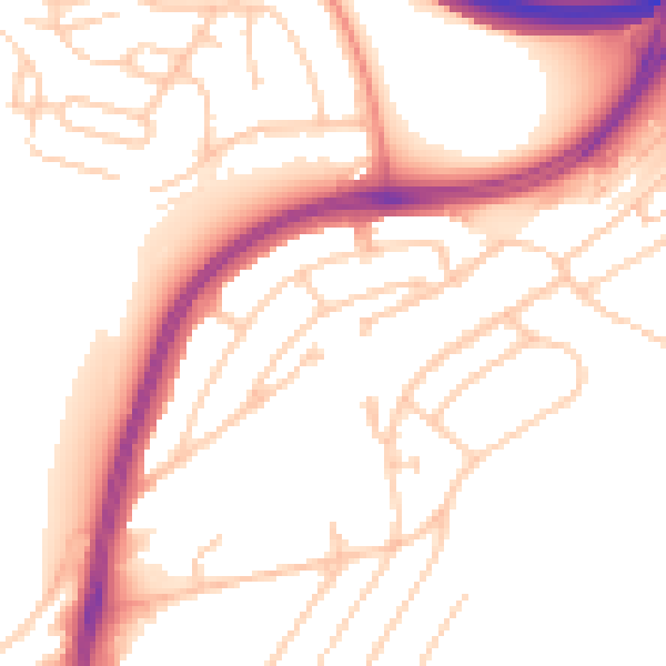 Daytime road noise heatmap for BN1 9JE