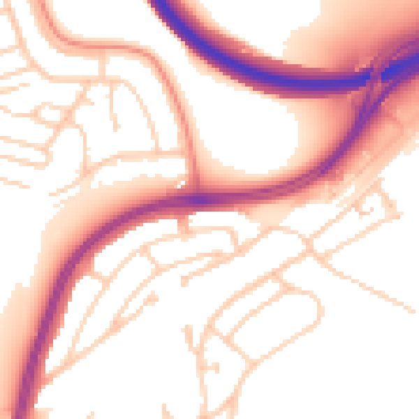 Daytime road noise heatmap for BN1 9JP