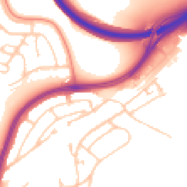 Daytime road noise heatmap for BN1 9JT