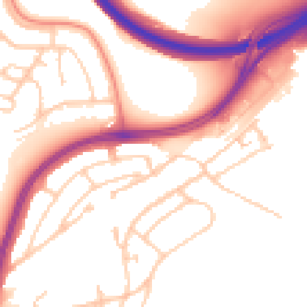 Daytime road noise heatmap for BN1 9JW