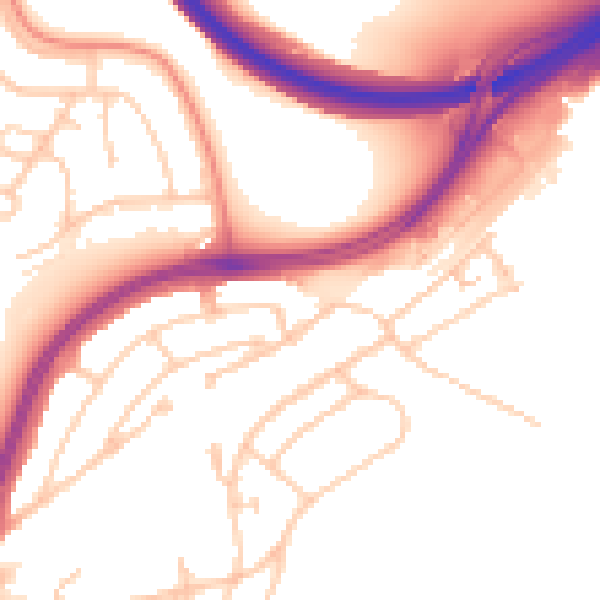 Daytime road noise heatmap for BN1 9JY