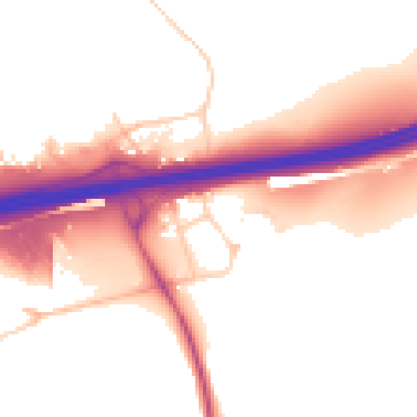 Daytime road noise heatmap for BN1 9PB
