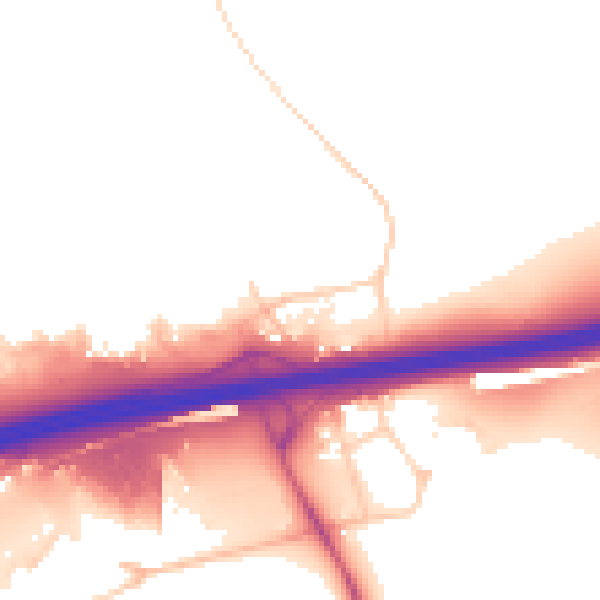 Daytime road noise heatmap for BN1 9PE