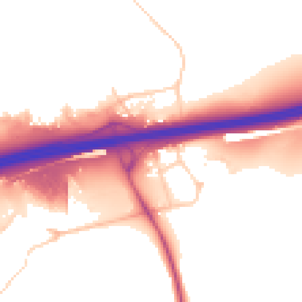 Daytime road noise heatmap for BN1 9PG