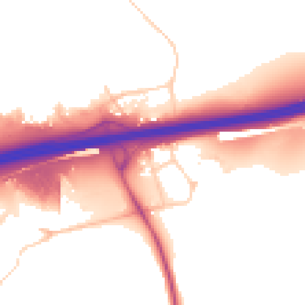 Daytime road noise heatmap for BN1 9PQ
