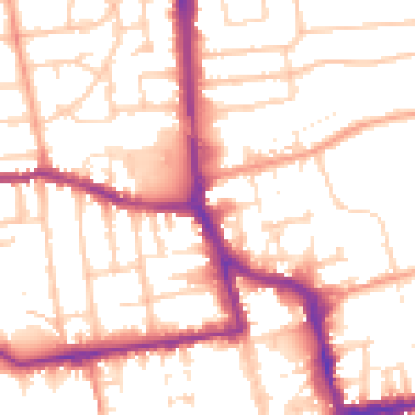 Daytime road noise heatmap for BN11 1FF