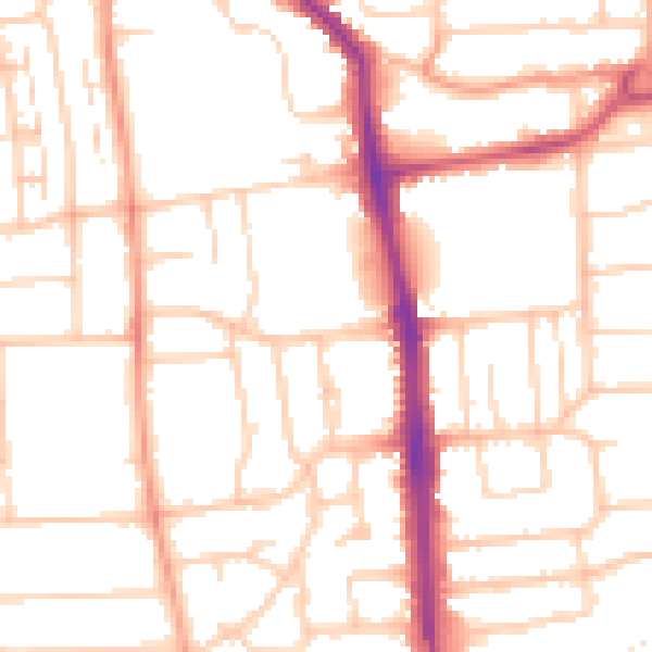 Daytime road noise heatmap for BN14 7BJ