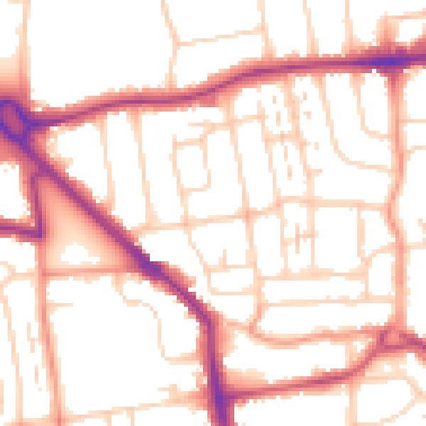 Daytime road noise heatmap for BN14 9LQ