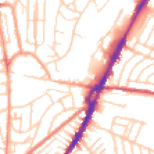 Daytime road noise heatmap for BN2 4AB