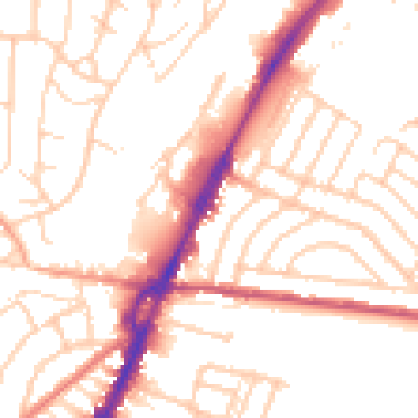 Daytime road noise heatmap for BN2 4AD