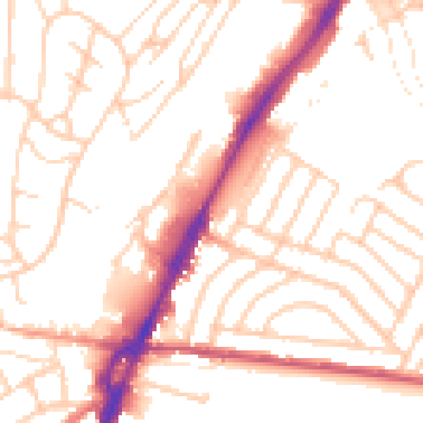 Daytime road noise heatmap for BN2 4AF