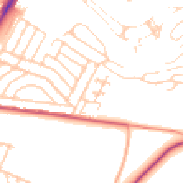 Daytime road noise heatmap for BN2 4BW