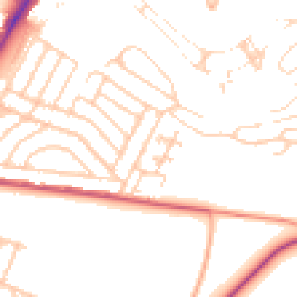 Daytime road noise heatmap for BN2 4DE