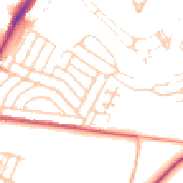 Daytime road noise heatmap for BN2 4DP