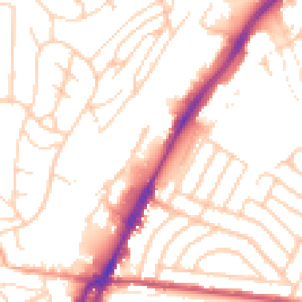 Daytime road noise heatmap for BN2 4FW