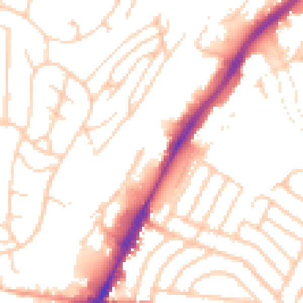 Daytime road noise heatmap for BN2 4FY