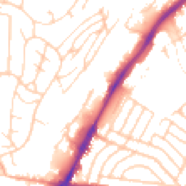 Daytime road noise heatmap for BN2 4GY