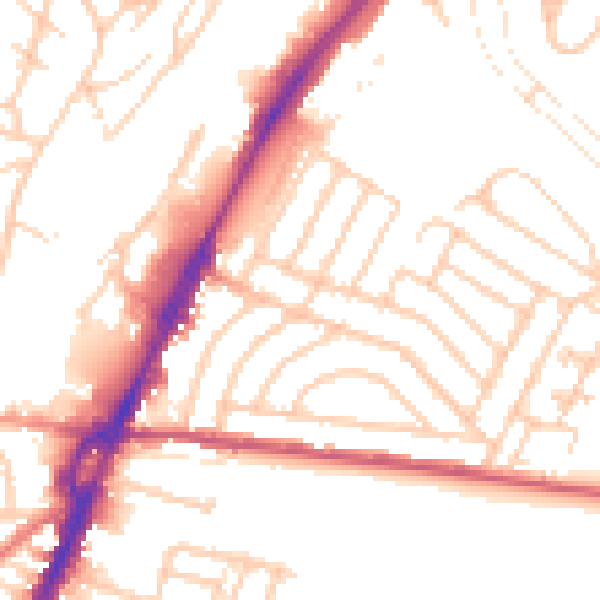 Daytime road noise heatmap for BN2 4NZ