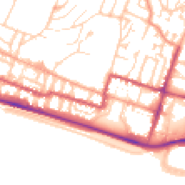 Daytime road noise heatmap for BN2 5JJ