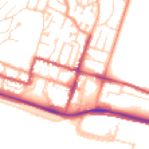 Daytime road noise heatmap for BN2 5TX
